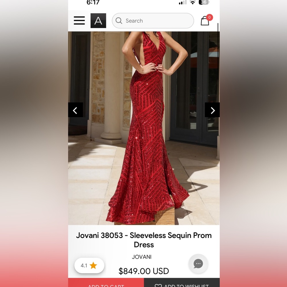 Jovani Red Sequin Prom Dress